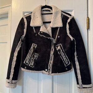 Écru Studios Black and White Shearling Jacket